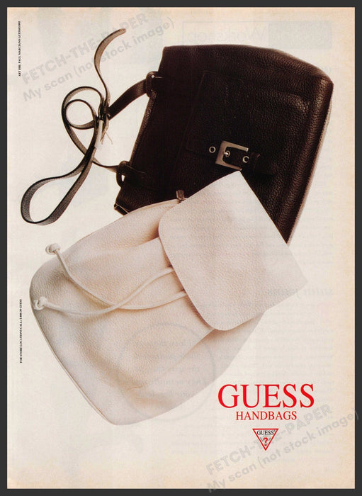 Guess Handbags 1990s Print Advertisement 1995 Black and White Purses Fetch-the-Paper