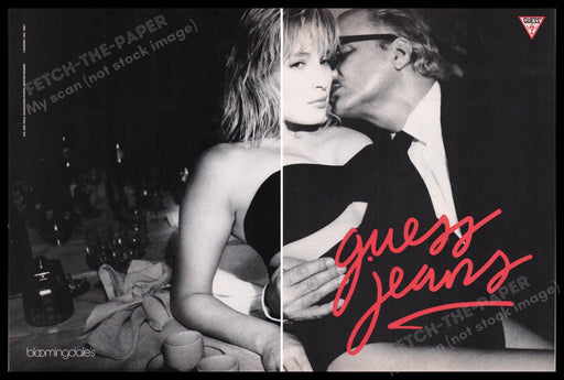 Guess Jeans 1980s Print Advertisement (2 pages) 1987 Couple Fetch the Paper!