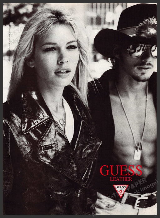 Guess Leather Valeria Mazza 1990s Print Advertisement Ad 1995 Fetch the Paper!