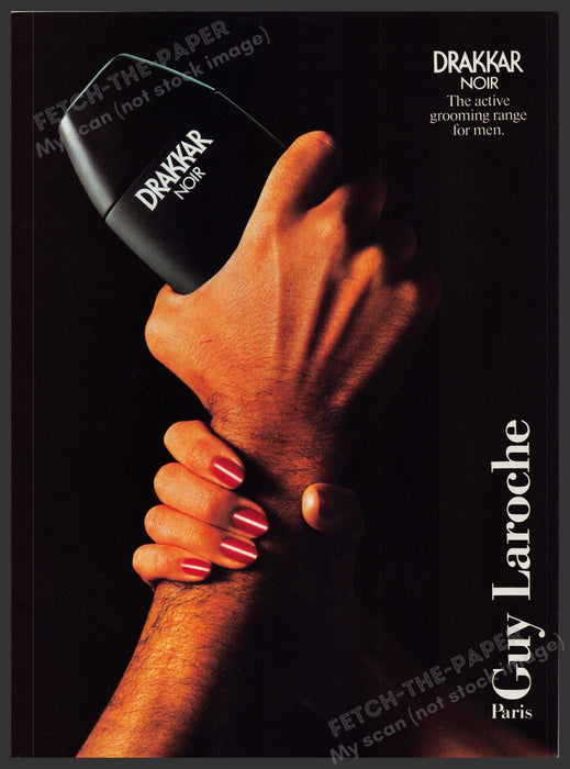 Guy Laroche Drakkar Noir Cologne 1980s Print Advertisement Ad 1986 Fetch-the-Paper