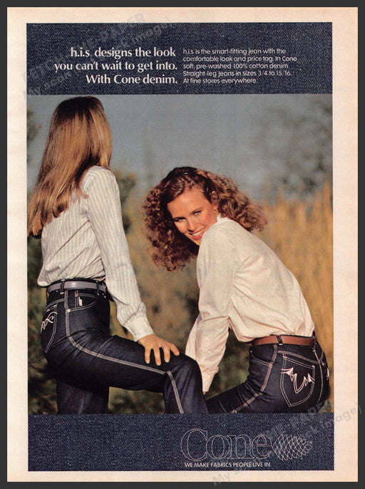 h.i.s. Jeans Cone Denim 1980s Print Advertisement 1981 h.i.s.