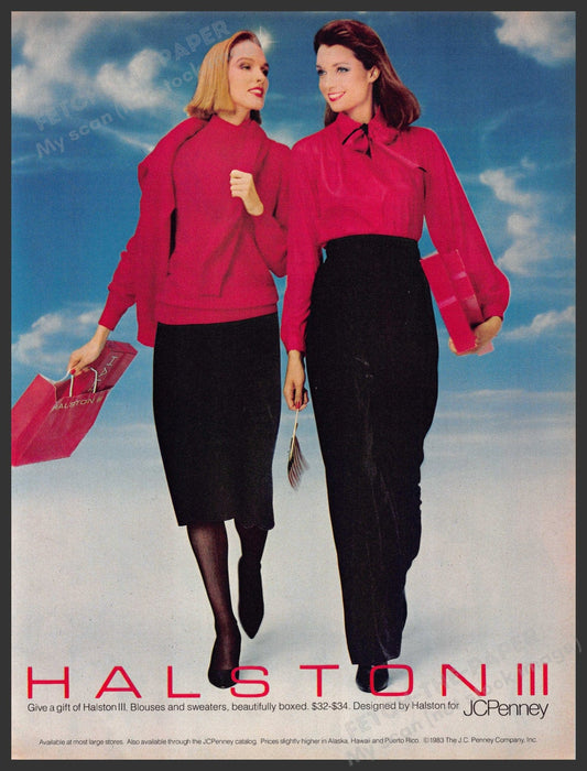Halston III 1980s Magazine Print Advertisement 1983 Fashion Workwear Women Halston III