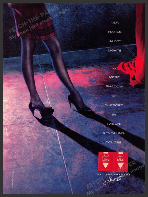 Hanes 1980s Magazine Print Advertisement 1989 Alive Lights Hosiery Legs Hanes