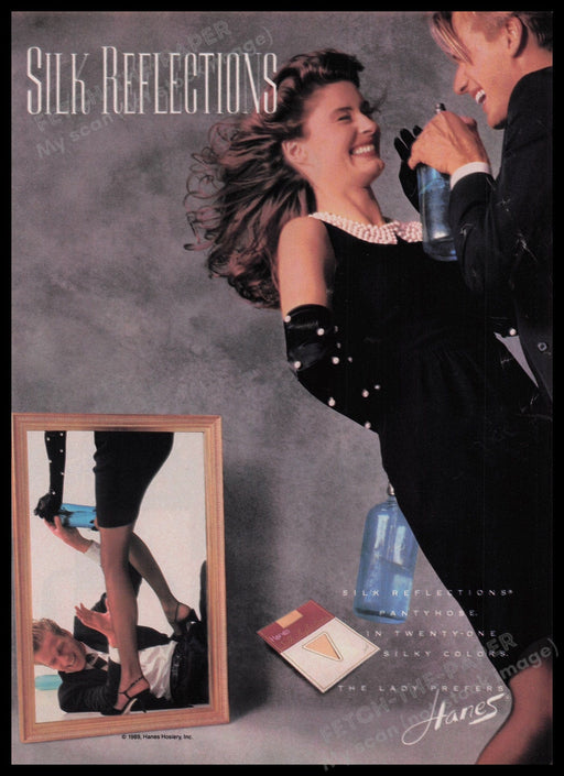 Hanes Hosiery 1990s Print Advertisement Ad 1990 Legs Stepping on Guy Fetch the Paper!