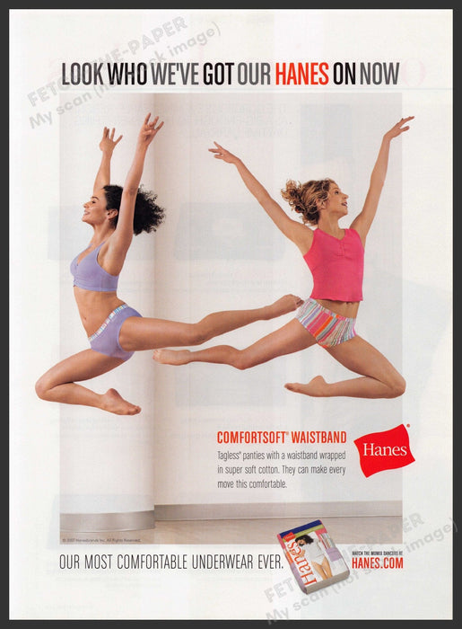 Hanes Underwear The Momix Dancers 2000s Print Advertisement 2007 Legs Fetch-the-Paper