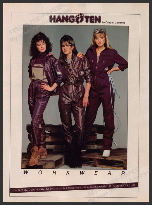 Hang Ten Clothing 1980s Print Advertisement 1981 Daisy of California Workwear Fetch-the-Paper