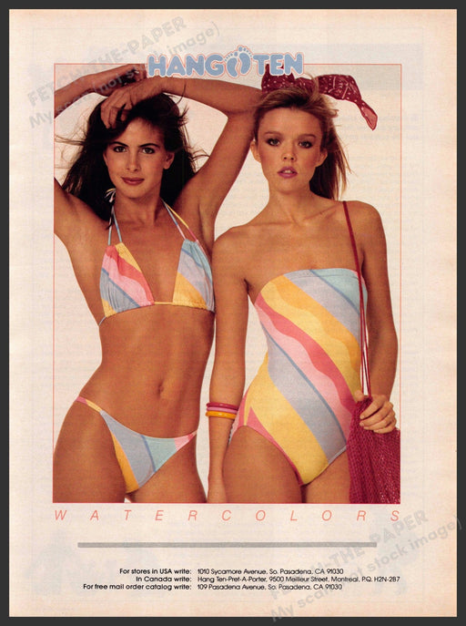 Hang Ten Swimwear 1980s Print Advertisement 1981 Legs Girls Watercolors Hang Ten