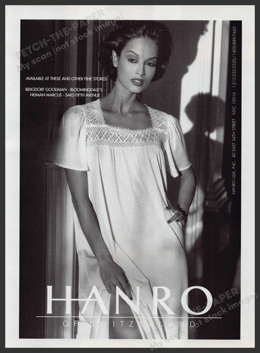 Hanro of Switzerland Lingerie 1990s Print Advertisement Ad 1995 Fetch the Paper!