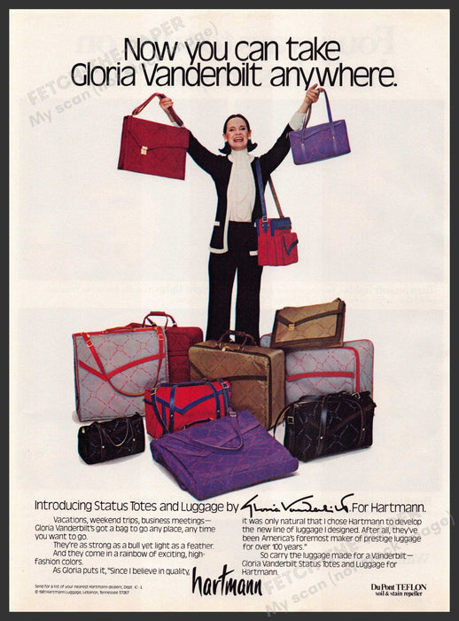 Hartmann 1980s Print Advertisement 1981 Gloria Vanderbilt Totes & Luggage Hartmann