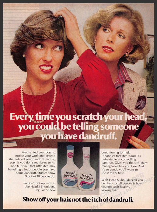 Head & Shoulders 1980s Magazine Print Advertisement 1981 Office Workspace Fetch-the-Paper