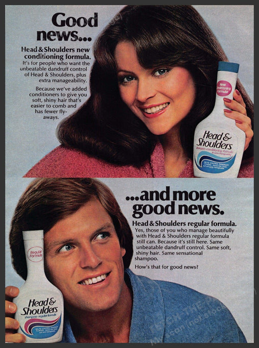 Head & Shoulders 1980s Print Advertisement 1981 Couple "Good news" Head & Shoulders