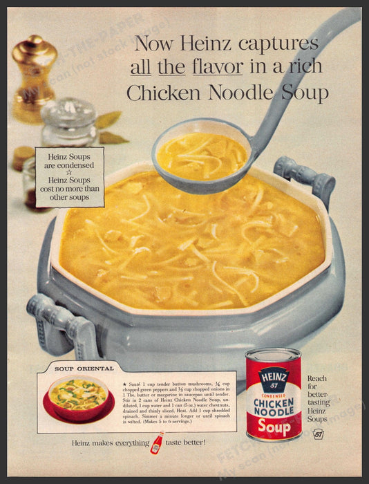 Heinz Chicken Noodle Soup 1960s Print Advertisement 1961 "Soup Oriental" Recipe Heinz