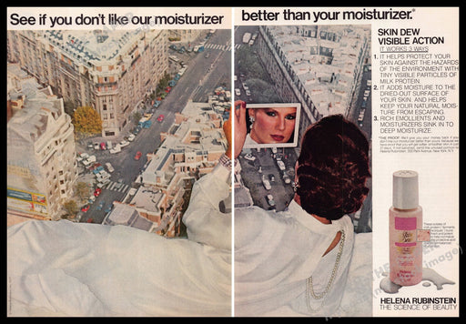 Helena Rubinstein 1970s Print Ad (2 pages) 1977 Skin Dew NYC Helena Rubinstein
