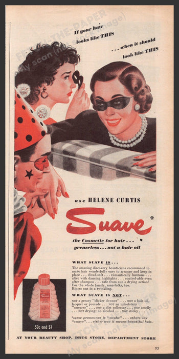 Helene Curtis Suave Hair Products 1940s Print Advertisement Ad 1948 Fetch-the-Paper