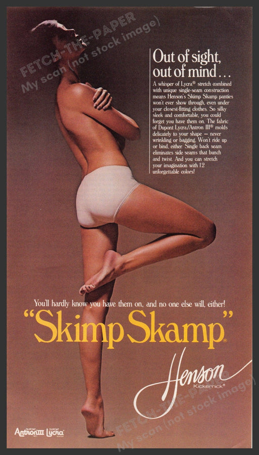 Henson Skimp Skamp 1980s Print Advertisement 1982 Panties Legs Bare Fetch-the-Paper