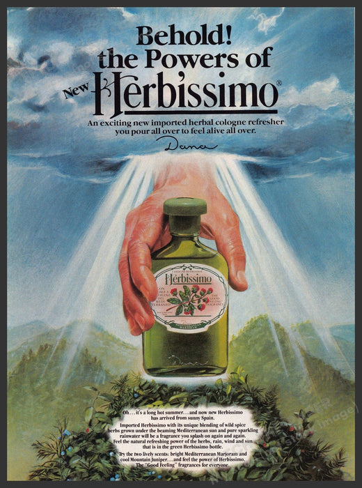 Herbissimo 1980s Print Advertisement Ad 1985 "Behold the powers" Herbissimo