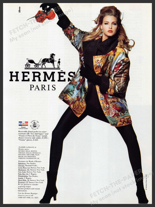 Hermes Clothing 1990s Print Advertisement Ad 1992 Paris Legs Tights Fetch the Paper!