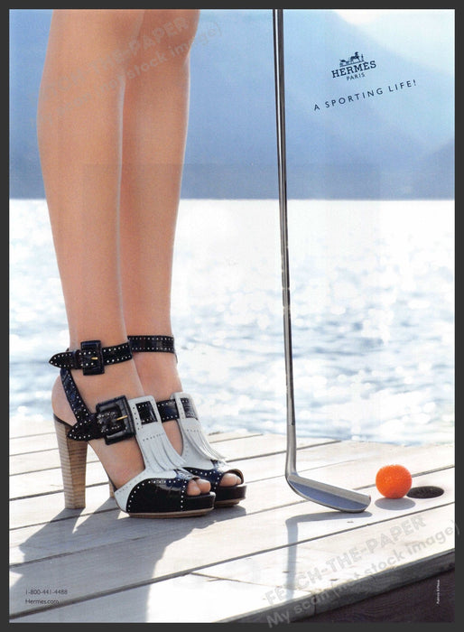 Hermes Paris Shoes 2010s Print Advertisement 2013 Legs Girl Golf Dock Lake Fetch-the-Paper