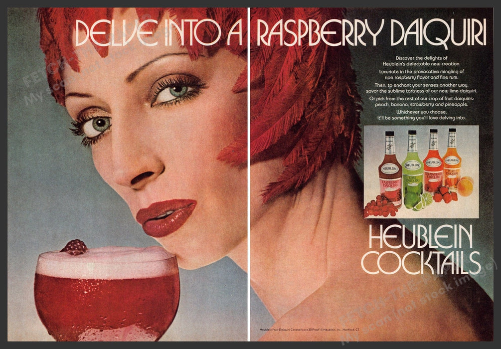 Heublein Cocktails 1980s Magazine Print Ad (2 pgs) 1981 "Delve into a daiquiri" Fetch-the-Paper