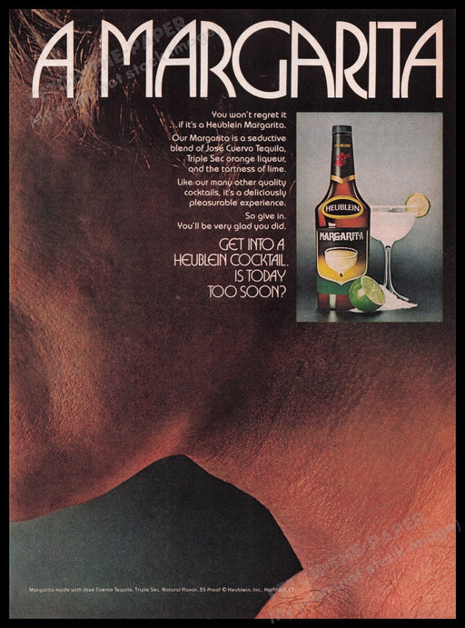 Heublein Margarita 1980s Print Advertisement Ad 1980 "Get Into a Cocktail" Fetch the Paper!