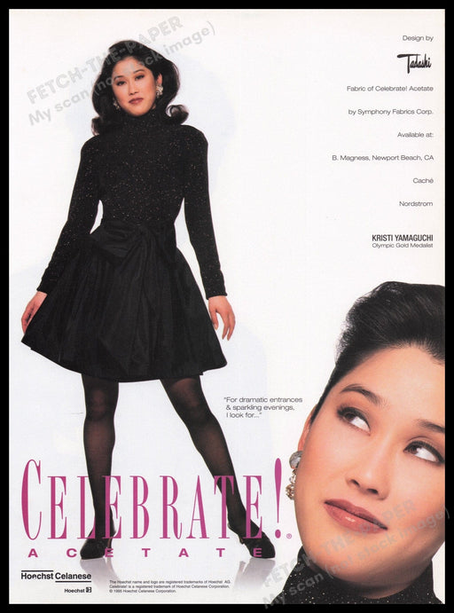 Hoechst Celanese Kristi Yamaguchi 1990s Print Advertisement Ad 1995 Celebrate! Fetch the Paper!