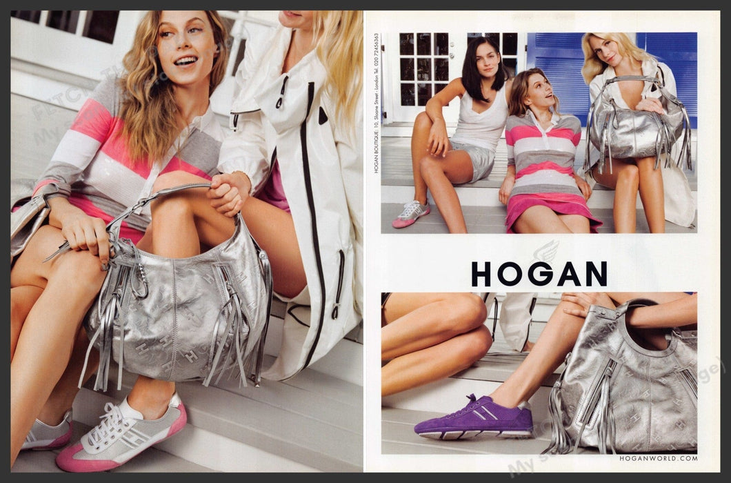 Hogan Clothing Handbags Footwear 2000s Print Advertisement (2 Pg) 2009 Legs Fetch-the-Paper