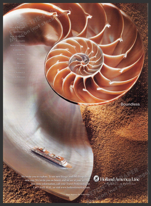 Holland America Line 2000s Print Advertisement Ad 2008 Nautilus Shell Ship Holland America Line