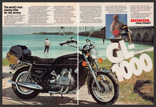 Honda GL-1000 1970s Magazine Print Advertisement (2 pages) 1977 Touring Bike Honda