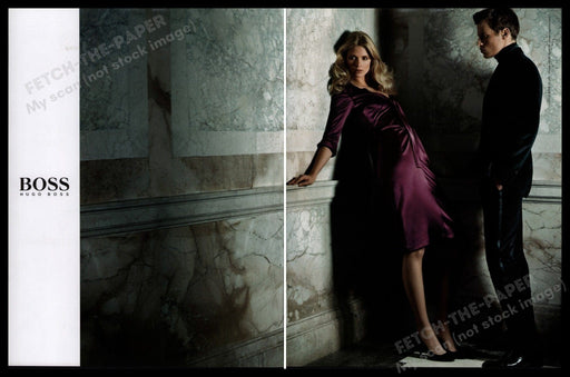 Hugo Boss 2000s Print Advertisement 2005 (2 pages) Couple Against the Wall Fetch-the-Paper