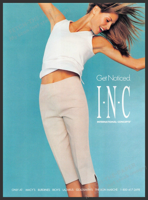 I.N.C. Fashion 1990s Print Advertisement 1999 International Concept Girl Jumping Fetch-the-Paper