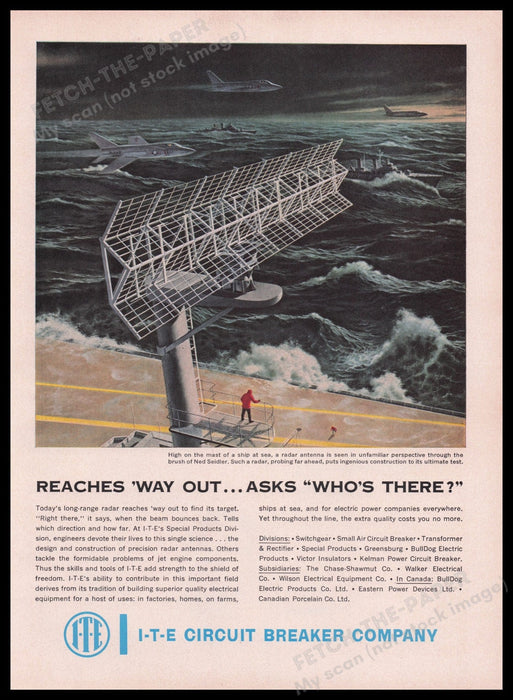I-T-E Circuit Breaker Company Ship Radar 1950s Print Advertisement Ad 1959 Fetch the Paper!