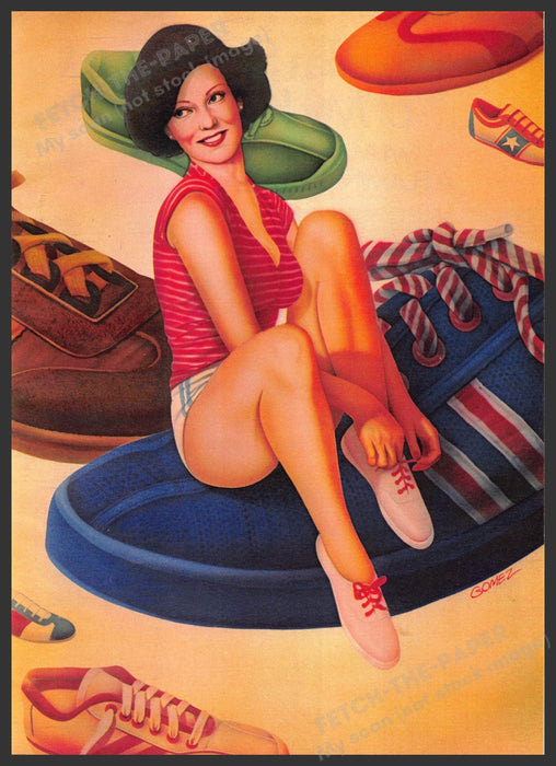 Ignacio Gomez Artist 1970s Magazine Illustration 1977 "Sneaker Explosion" Fetch-the-Paper