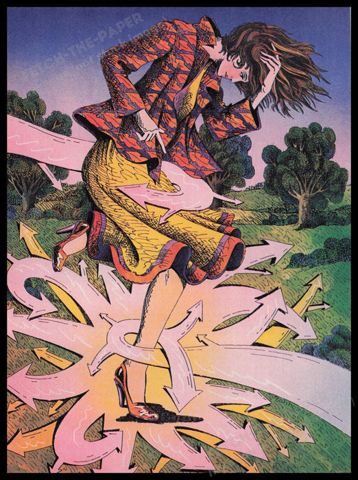 Illustration by Bernard Bonhomme "Conflict" 1980s Magazine Illustration 1980 Fetch the Paper!