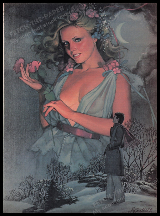 Illustration by Sharon Knettell 1980s Magazine Illustration 1980 Love Winter Fetch the Paper!