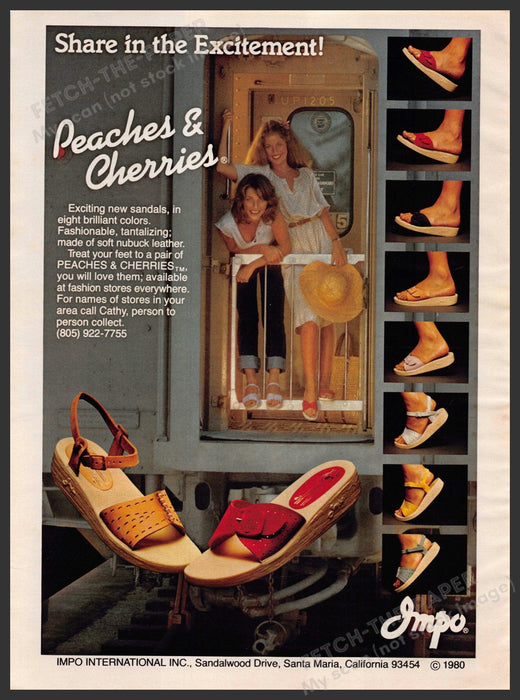 Impo Shoes Peaches & Cherries 1980s Print Advertisement 1981 Impo