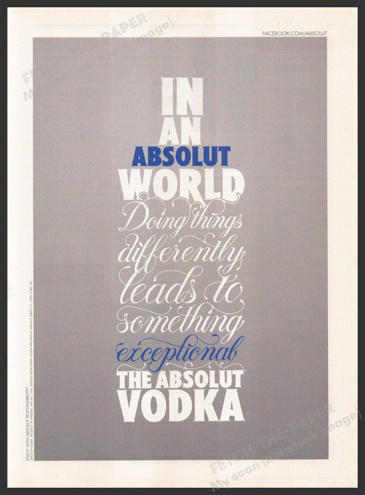 In an Absolut World 2000s Print Advertisement Ad 2009 Exceptional Absolut