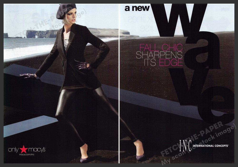 INC International Concepts 2000s Print Advertisement (2 pages) 2009 Legs Tights Fetch-the-Paper