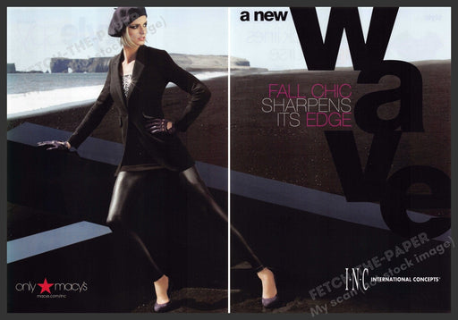 INC International Concepts 2000s Print Advertisement (2 pages) 2009 Legs Tights Fetch-the-Paper