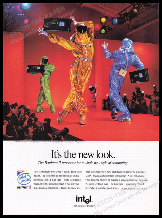 Intel Pentium II 1990s Print Advertisement Ad 1997 Runway New Style of Computing Fetch the Paper!