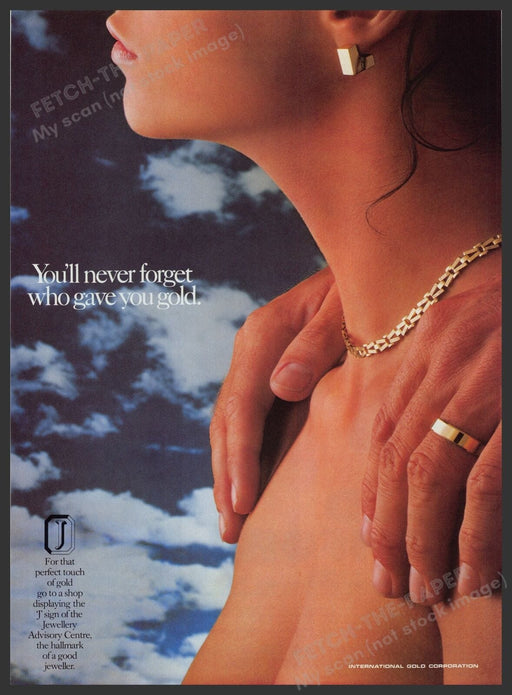 International Gold Corporation Jewelry 1980s Print Advertisement Ad 1982 UK Fetch the Paper!