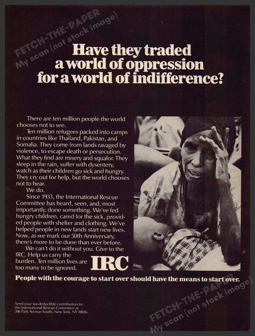 International Rescue Committee 1980s Magazine Print Advertisement 1983 IRC International Rescue Committee