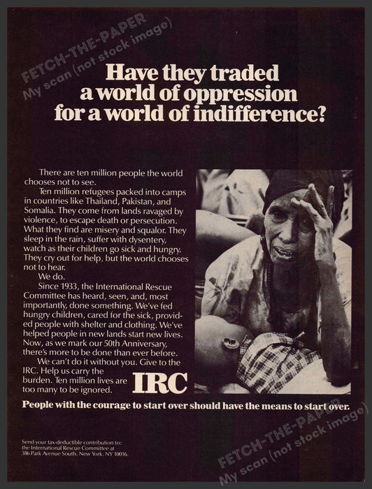 International Rescue Committee 1980s Magazine Print Advertisement 1983 IRC International Rescue Committee