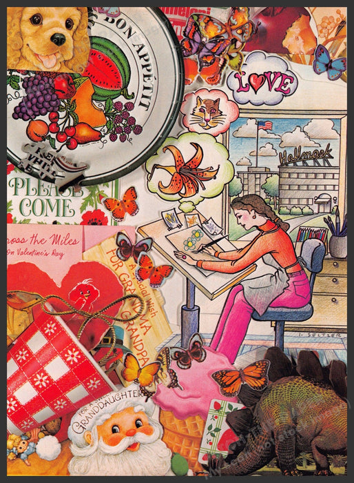 Isadore Seltzer Artist 1980s Magazine Illustration 1981 "Halls of Hallmark" Fetch-the-Paper