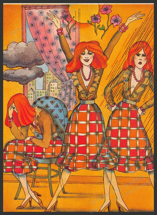 Isadore Seltzer Artist 1980s Magazine Illustration 1982 "Moods" Fetch-the-Paper