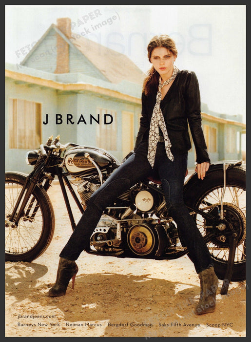 J Brand Jeans Clothing 2000s Print Advertisement Ad 2008 Legs Motorcycle Fetch the Paper!