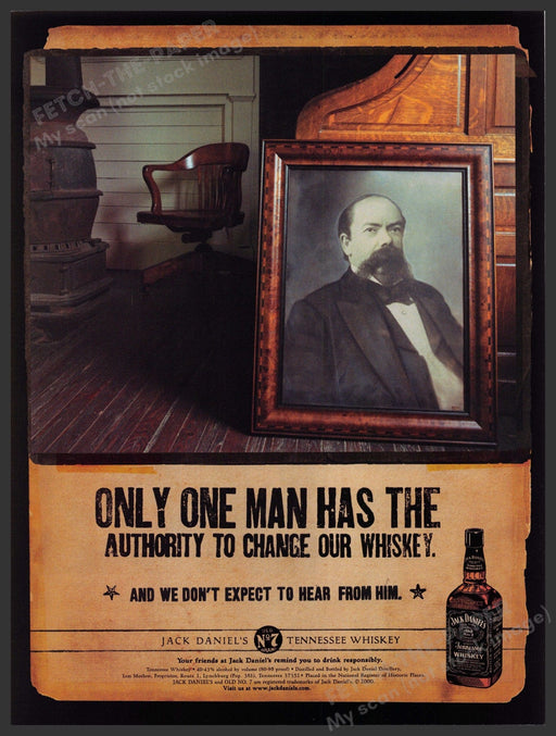 Jack Daniel's 2000s Print Advertisement 2001 "Only one man has the authority" Fetch-the-Paper