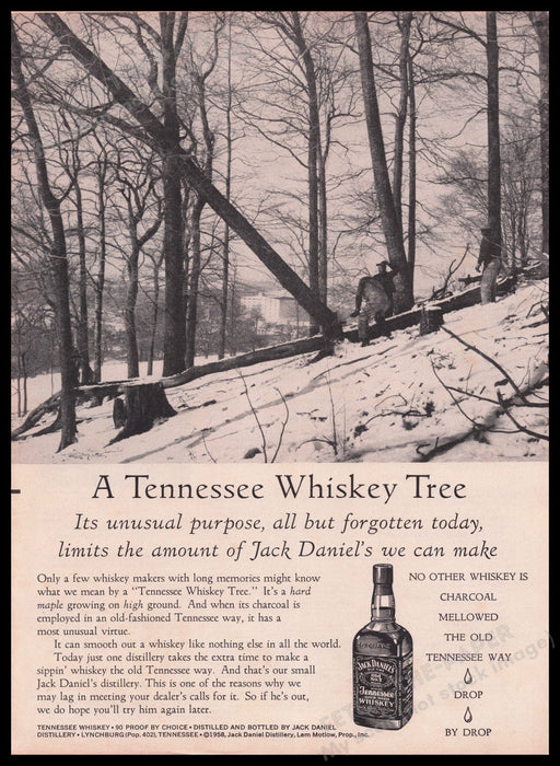 Jack Daniel's Tennessee Whiskey Tree 1950s Print Advertisement Ad 1959 Fetch the Paper!