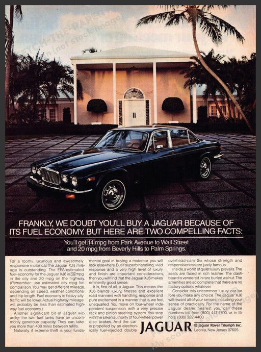 Jaguar XI 1970s Print Advertisement 1979 California Mansion Palm Tree Jaguar