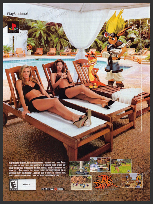 Jak and Daxter Video Game 2000s Print Advertisement Ad 2002 Bikinis by the Pool Fetch-the-paper.com