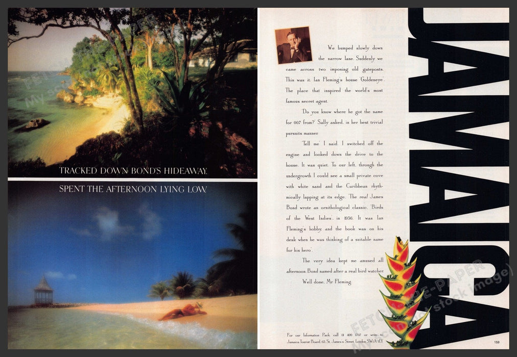 Jamaica Travel Promo 1980s Print Advertisement (2 pages) 1988 Fetch-the-Paper
